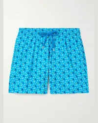 Vilebrequin Shorts da mare medi a gamba dritta in tessuto riciclato Mahina Blu