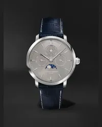 Frédérique Constant Orologio automatico 42 mm in acciaio inossidabile con calendario perpetuo, fasi lunari e cinturino in pelle Slimline, N. rif. FC-775G4S6 Argento