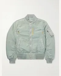 Sacai Bomber in nylon tinto in capo con finiture in fettuccia Verde