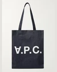 A.P.C. Laure 2.0 Logo-Print Denim Tote Bag Blu