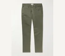 Pantaloni chino in twill di cotone stretch slim-fit tinti in capo Marco