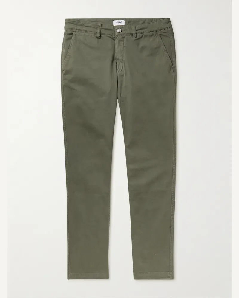 NN 07 Pantaloni chino in twill di cotone stretch slim-fit tinti in capo Marco Verde