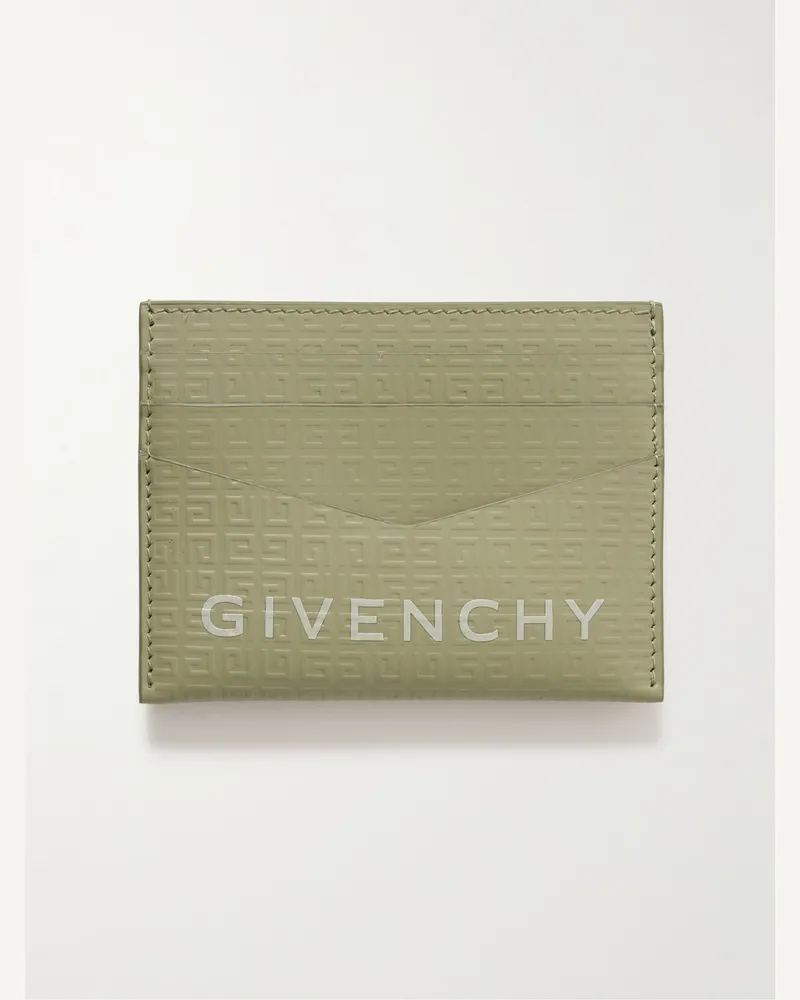 Givenchy Portacarte in pelle con logo goffrato Verde