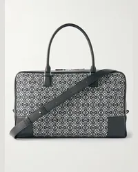 Loewe Borsone in tela con logo jacquard e finiture in pelle Amazona Blu