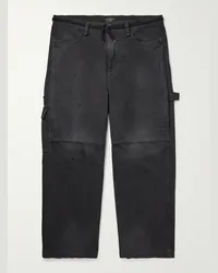 Balenciaga Pantaloni a gamba larga in tela di cotone Nero