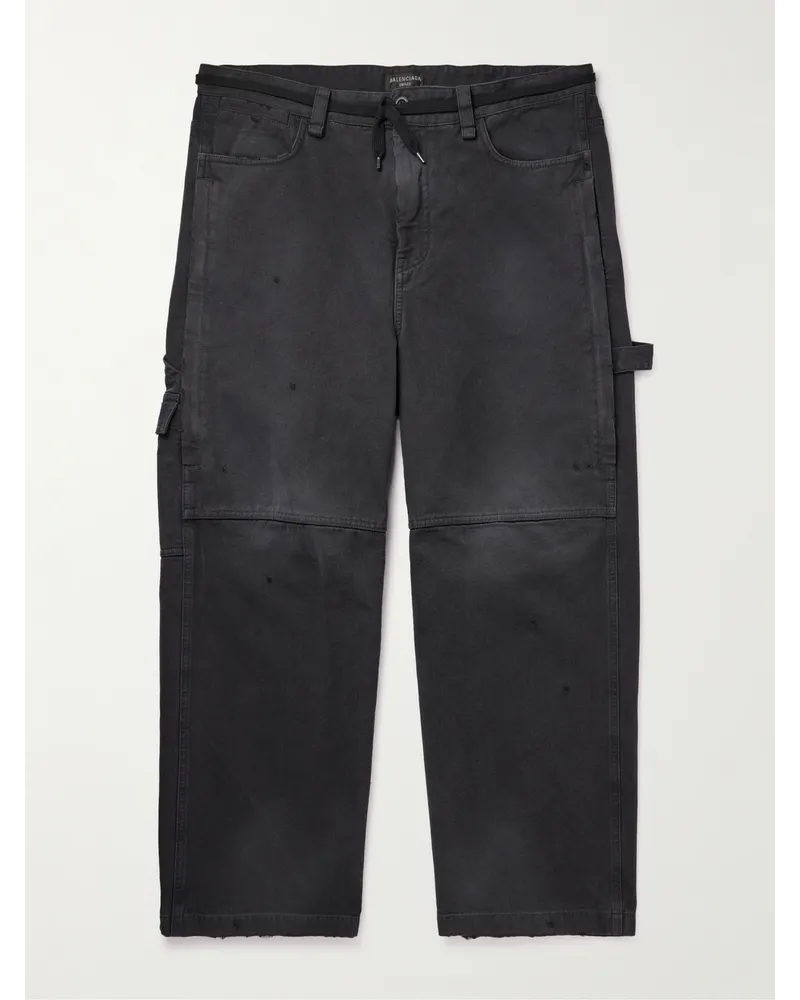 Balenciaga Pantaloni a gamba larga in tela di cotone Nero