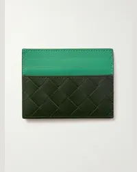 Bottega Veneta Portacarte in pelle color-block con motivo Intrecciato Verde