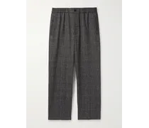 Pantaloni a gamba affusolata in lana vergine a quadri