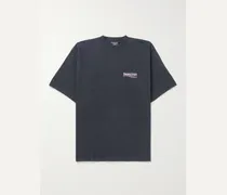 Balenciaga T-shirt oversize in jersey di cotone con logo ricamato Nero