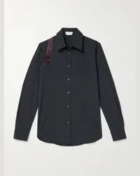 Alexander McQueen Camicia in di misto cotone con dettaglio harness Nero