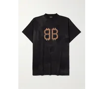 Balenciaga T-shirt oversize in jersey di cotone con logo Nero