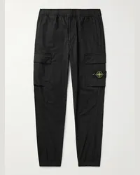 Stone Island Pantaloni cargo a gamba affusolata in misto cotone Nero