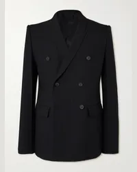 Rick Owens Blazer doppiopetto in lana grain de poudre Nero