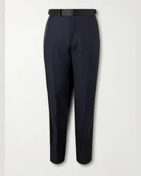 Tom Ford Pantaloni da smoking a gamba dritta in misto lana e seta Blu