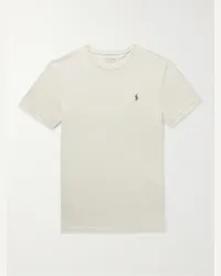 Ralph Lauren Slim-Fit Logo-Embroidered Cotton-Jersey T-Shirt Neutri