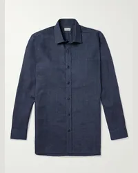 Charvet Camicia in lino Blu