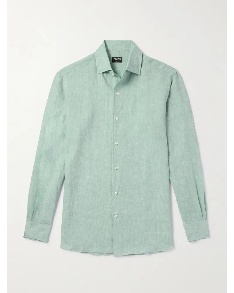 Ermenegildo Zegna Camicia in lino Oasi Verde