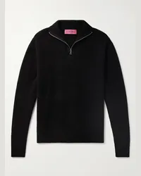 The Elder Statesman Pullover in cashmere con mezza zip Nero