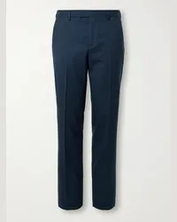 Paul Smith Pantaloni slim-fit a gamba dritta in twill di lana Blu