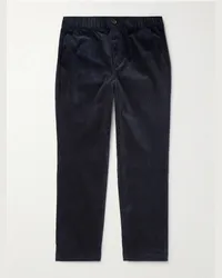 Oliver Spencer Pantaloni a gamba dritta in velluto a coste di misto cotone Blu