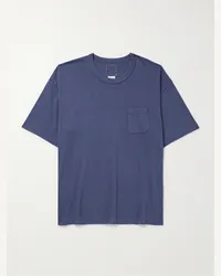 Visvim T-shirt in jersey di misto cotone e seta tinta in capo Jumbo Blu