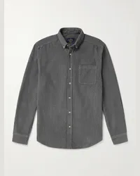 Portuguese Flannel Camicia in velluto a coste di cotone con collo button-down Lobo Grigio