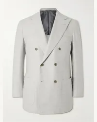 Kiton Blazer doppiopetto in misto lana e cashmere Grigio