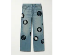 Jeans a gamba larga con applicazioni