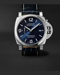 OFFICINE PANERAI Orologio automatico 44 mm in acciaio inossidabile con cinturino in alligatore Luminor Marina, N. rif. PAM01313 Blu