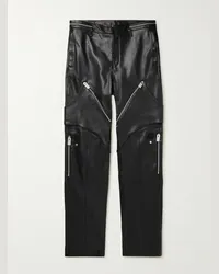 Moncler Alyx Straight-Leg Panelled Zip-Embellished Leather Trousers Nero