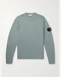 Stone Island Felpa in jersey di misto lana vergine con logo applicato Verde