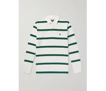 Wimbledon Polo da rugby in jersey di cotone a righe con logo ricamato