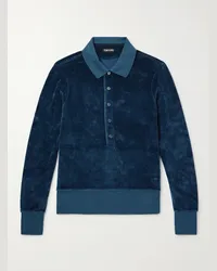 Tom Ford Polo slim-fit in velour Blu