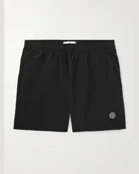 Stone Island Shorts da mare medi a gamba dritta in Nylon Metal con logo applicato Nero