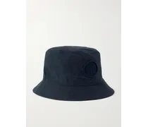 Cappello da pescatore in tela di cotone con logo ricamato