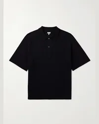 Loewe Polo in cotone piqué con logo ricamato Nero