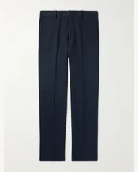 Loro Piana Pantaloni a gamba dritta in twill di cotone stretch Jarno Austin Blu