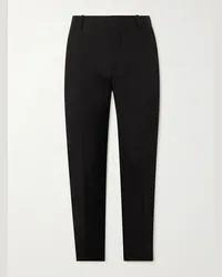 Alexander McQueen Pantaloni slim-fit in twill di lana con pieghe Nero