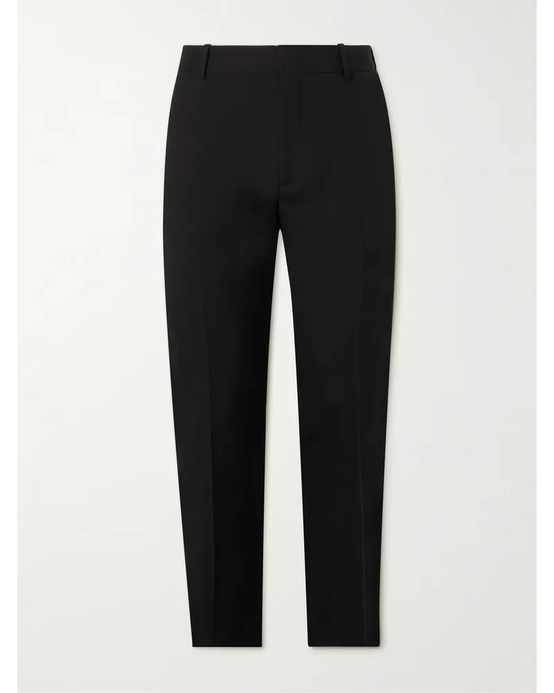 Alexander McQueen Pantaloni slim-fit in twill di lana con pieghe Nero