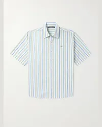 Acne Studios Camicia in cotone a righe con logo applicato Sarlie Blu