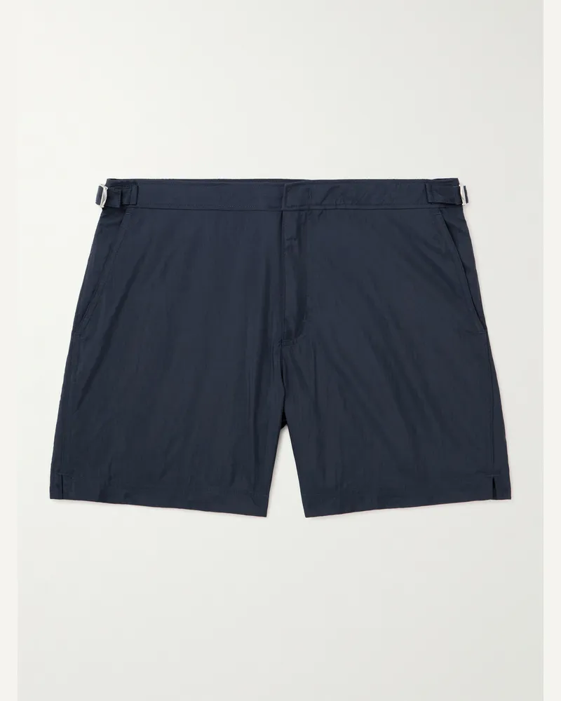 Incotex Shorts da mare medi a gamba dritta con logo applicato Blu