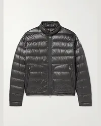 Moncler Piumino trapuntato in shell lucido con logo applicato Acorus Grigio