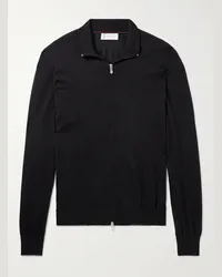 Brunello Cucinelli Pullover in misto cashmere e seta con zip Nero