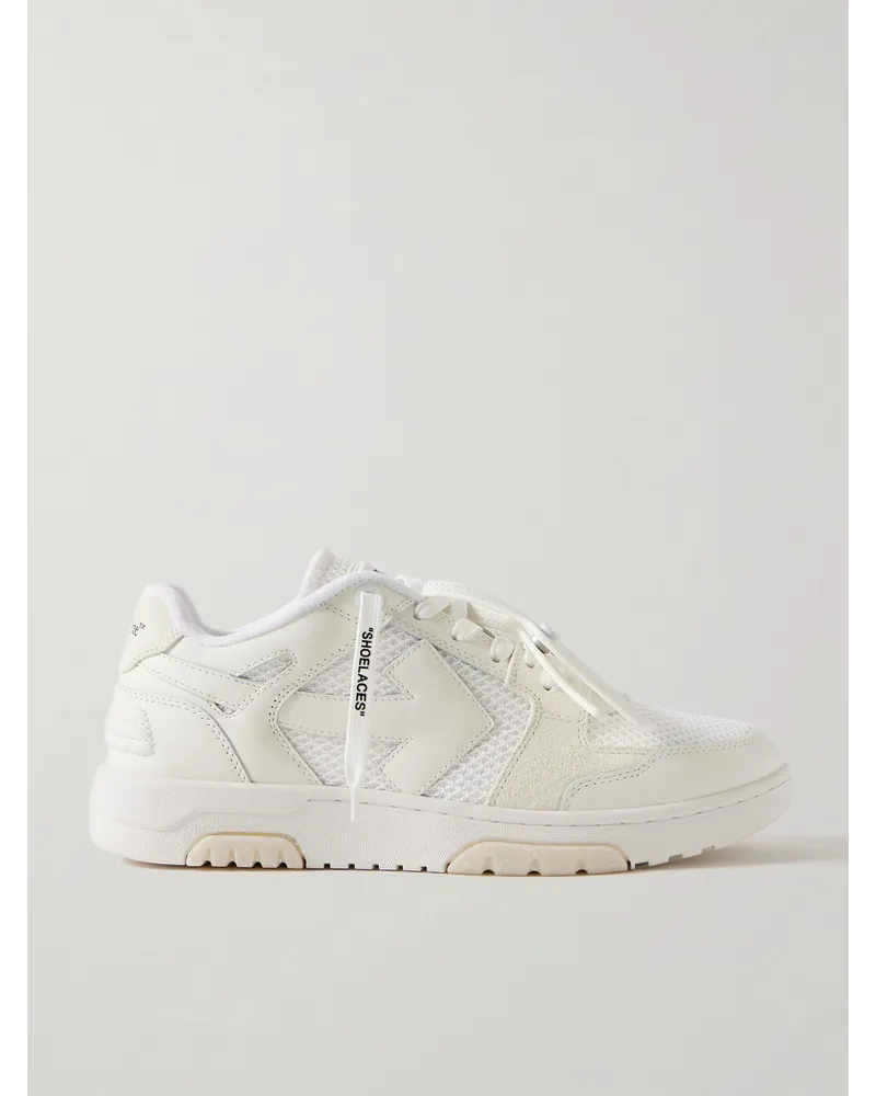 OFF-WHITE Sneakers in pelle e mesh con finiture in camoscio Out of Office Argento