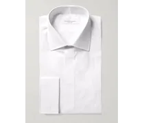 Camicia slim-fit in popeline di cotone bianco con doppio polsino