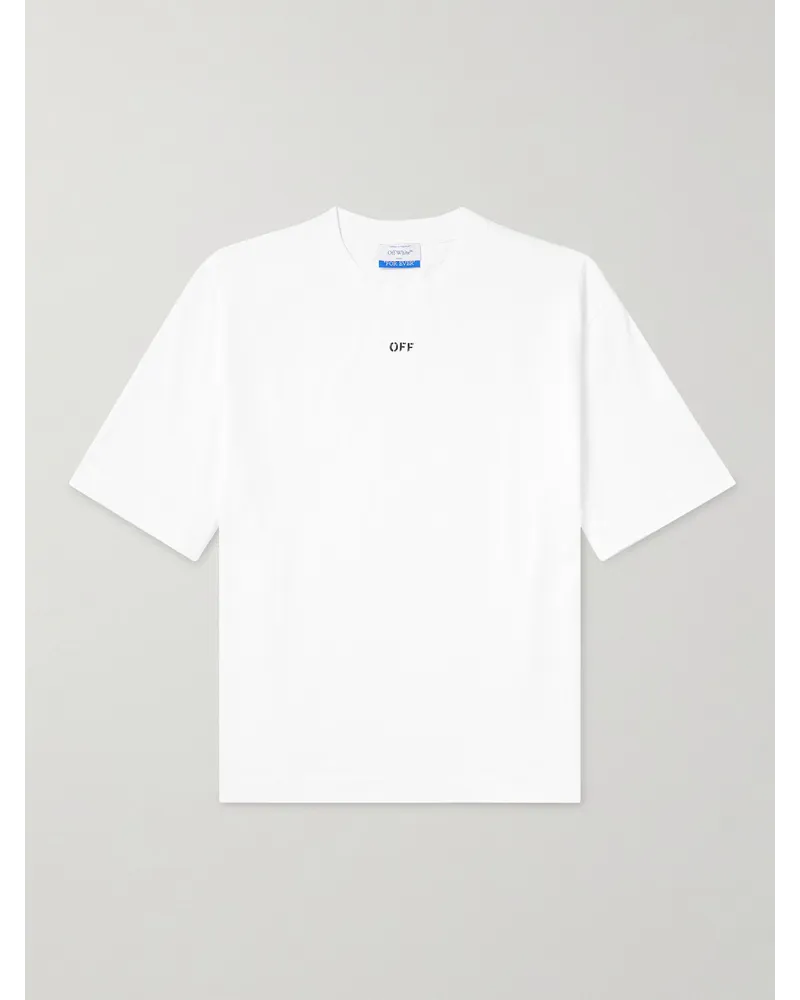 OFF-WHITE T-shirt in jersey di cotone con logo Bianco