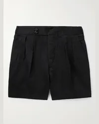 Ralph Lauren Shorts a gamba dritta in twill di misto cotone e lino con pinces Nero