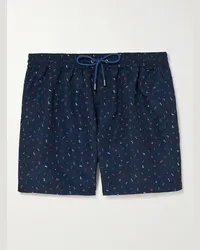 Paul Smith Shorts da mare medi a gamba dritta in tessuto riciclato stampato Blu