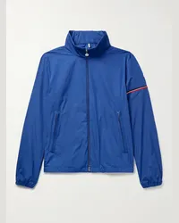 Moncler Giacca in shell con logo applicato e finiture in fettuccia Ruinette Blu