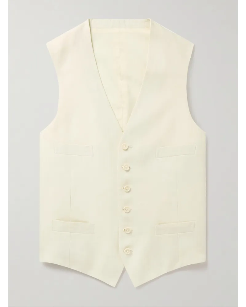 Ralph Lauren Gilet slim-fit in lino e raso Bianco